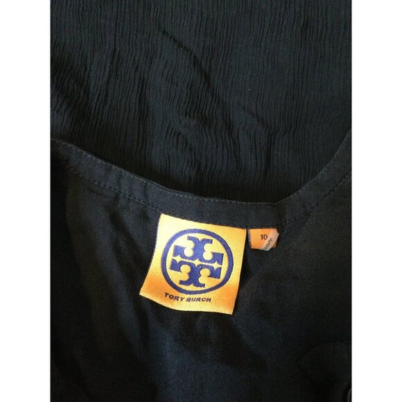 Tory Burch Women Sheer Lined Silk Beaded Sleeveless Blouse Top Black Size 10 - Picture 4 of 6